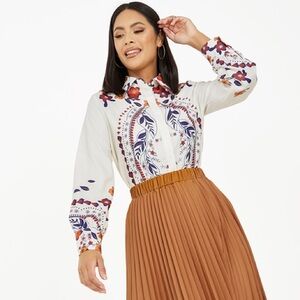 SHEIN | Women’s Retro 70s inspired floral button down shirt Size S